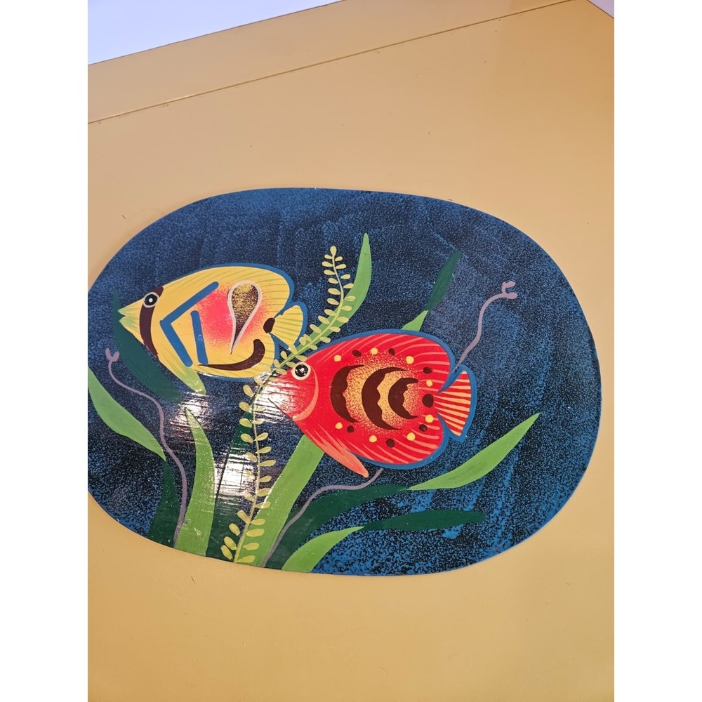1 Hand Made & Hand Painted Fish Wooden Placemats‎ Made In Haiti